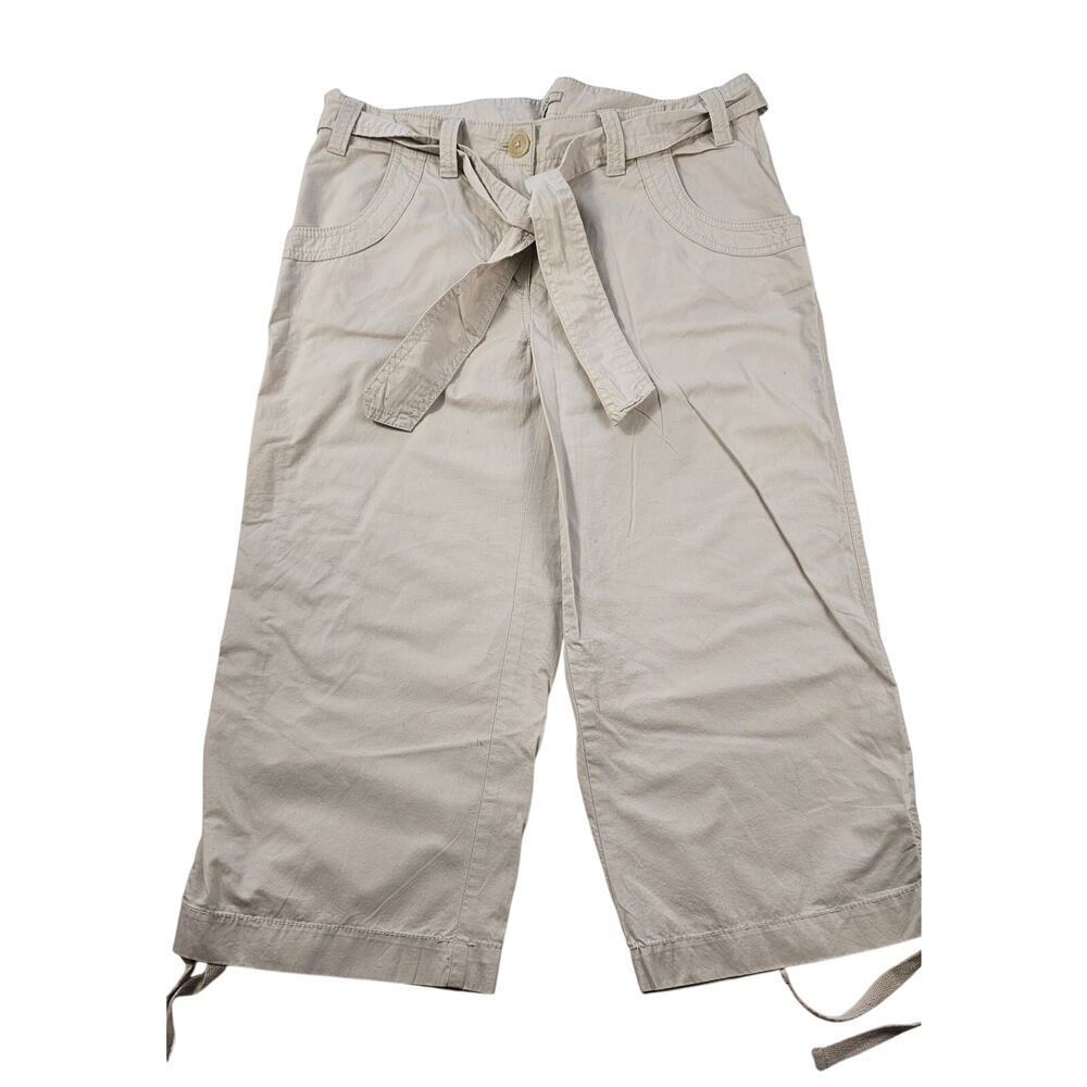 NWT neutral 100% cotton Izod Comfort Capris Pants Khaki Cargo Belt 8 thin NEW